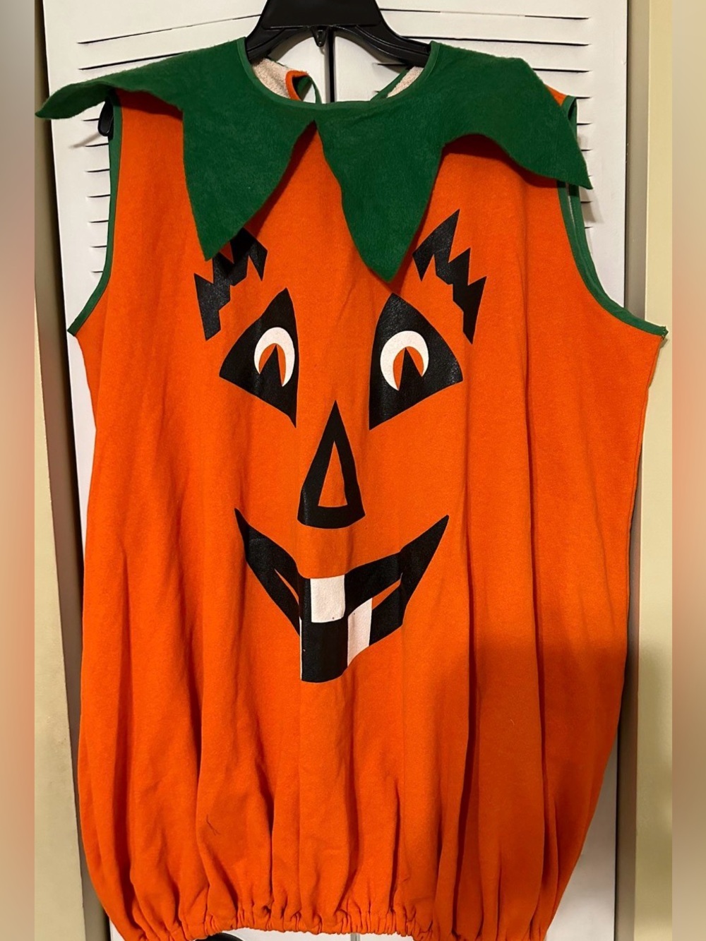 Jack-o'-Lantern Pumpkin Costume Vest with Green Leaf Collar (Size XL)